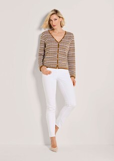 Narrow cardigan with multicoloured stripe pattern thumbnail 2