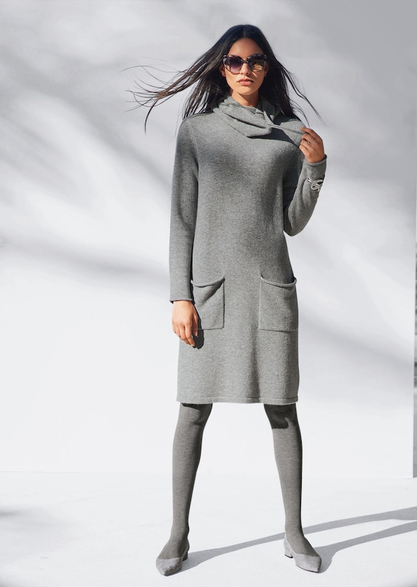 Knitted dress with wide turtleneck