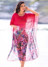 Semitransparenter Kaftan mit floralem Tropenprint thumbnail 6