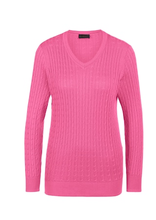 pink Leichter Pullover mit schönem Zopfmuster
