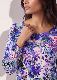 Bluse mit Blumenprint und Bordüre thumbnail 6