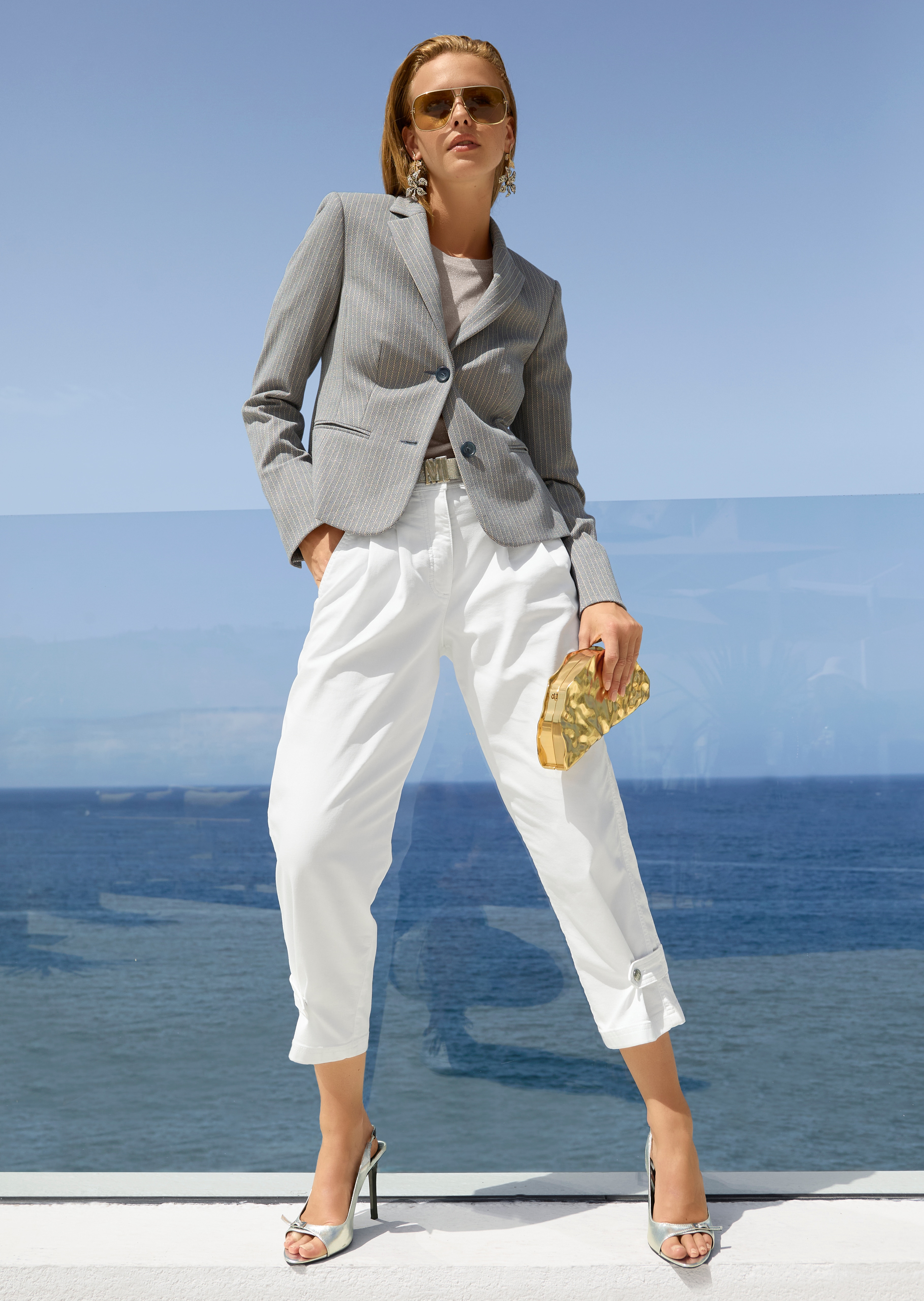 Nadelstreifen-Blazer mit Glanzeffekt