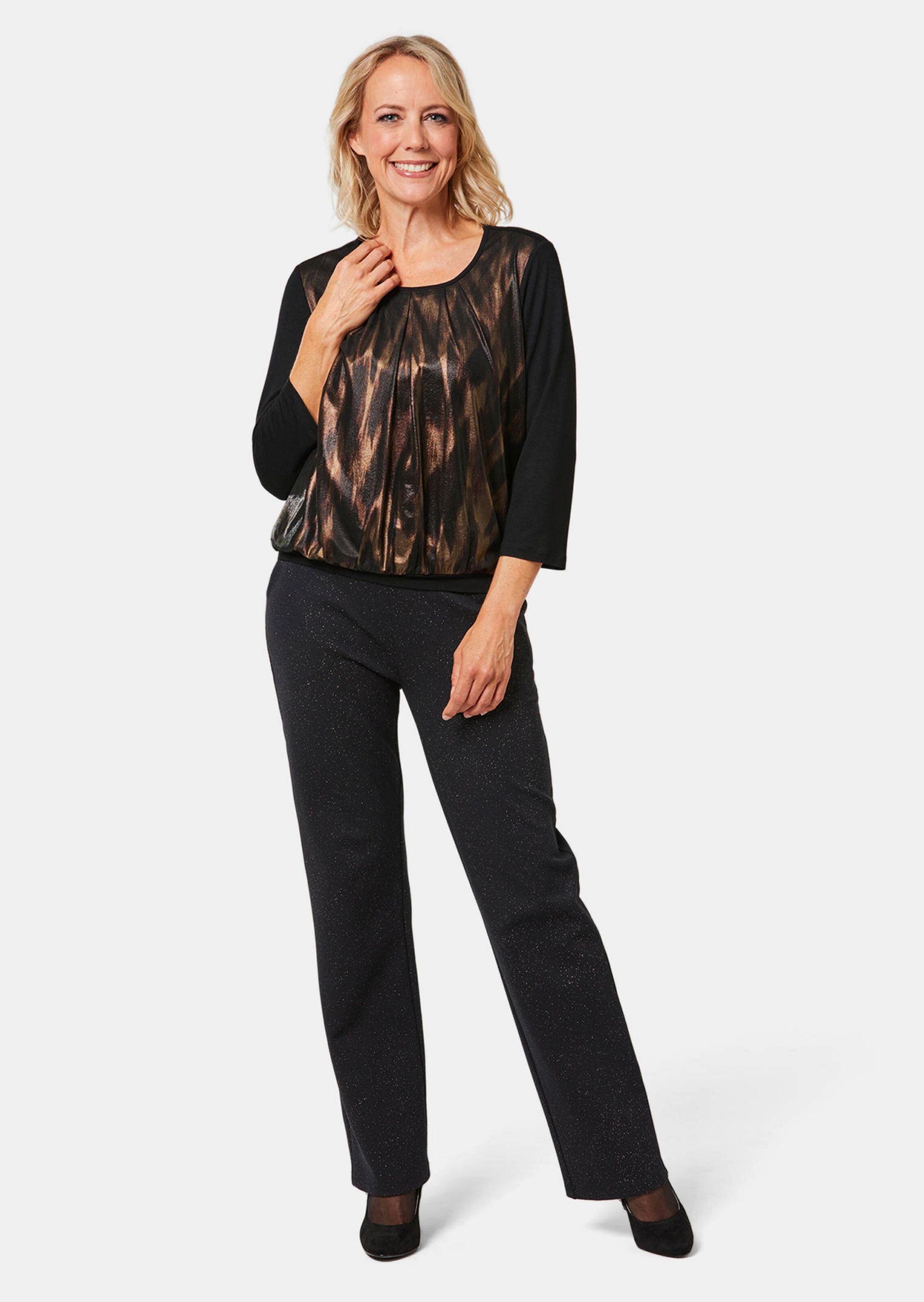 T-shirt en stretch avec imprimé scintillant - noir / cuivré / couleur or / à motifs - Gr. 20 de Gold