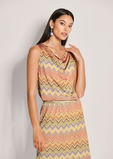 T-shirt avec col bénitier et imprimé zigzag thumbnail 1