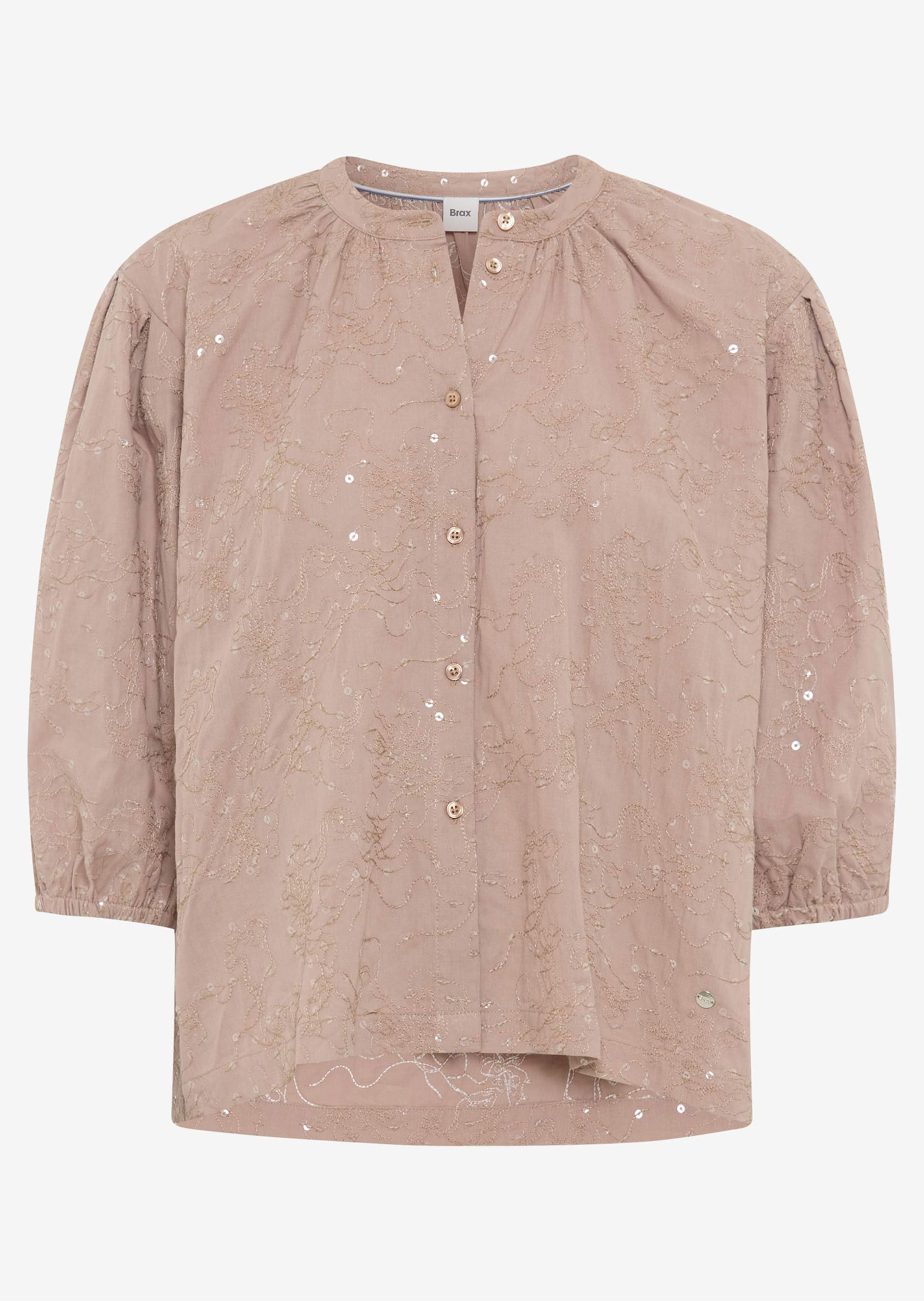 Bluse mit Blütenstickerei und Pailletten