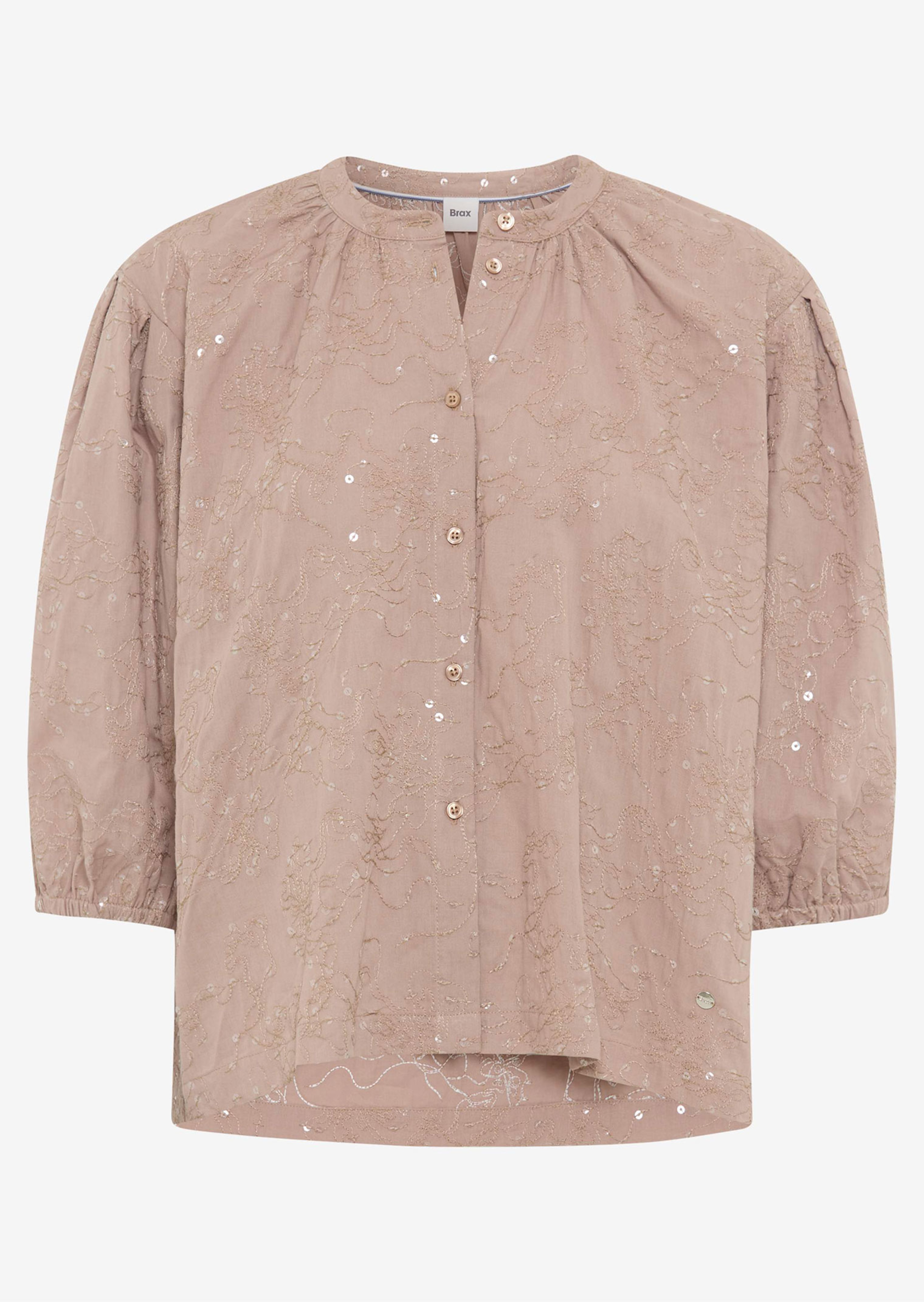 Bluse mit Blütenstickerei und Pailletten