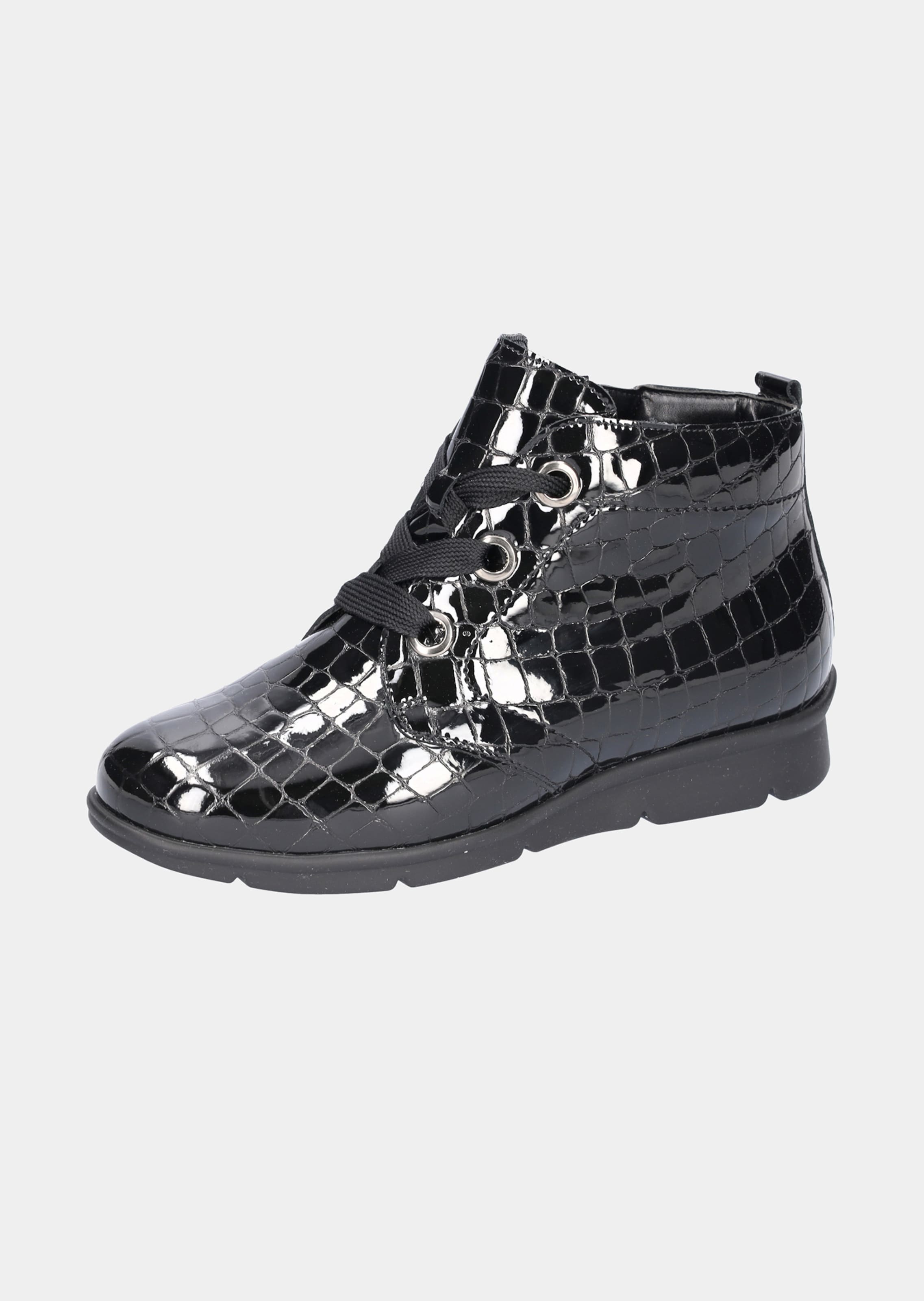 Bottines en cuir verni avec embossage crocodile