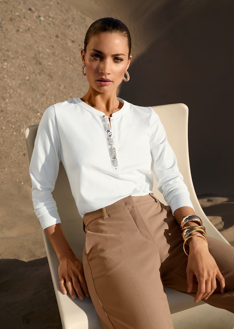 Schlupfbluse mit Glanz-Akzenten