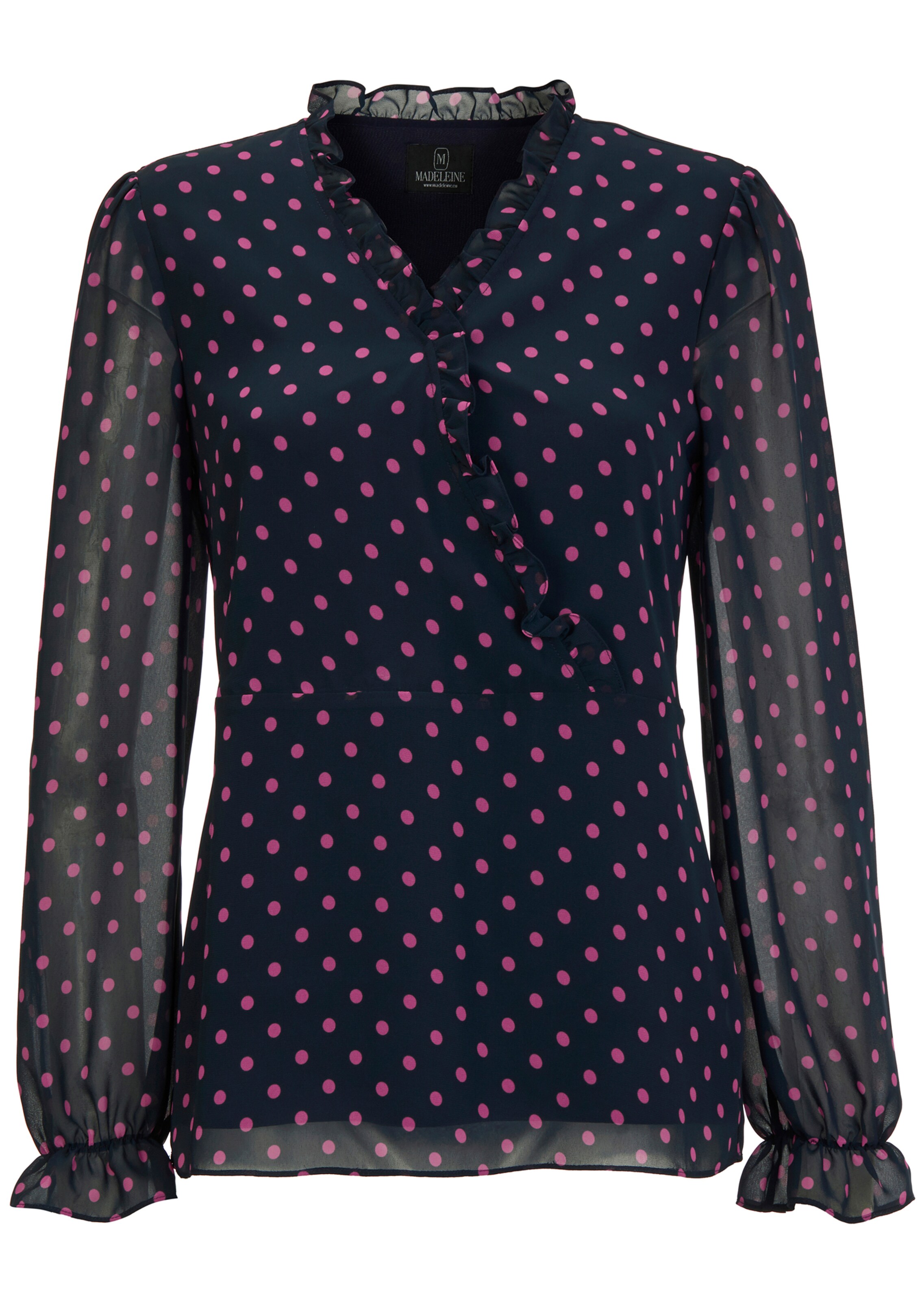 Polka dot blouse with frills
