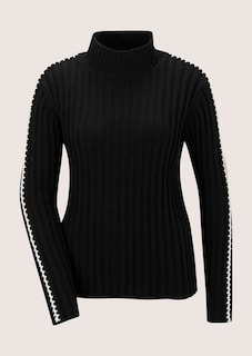 Pullover mit Stehkragen und Kontraststickerei thumbnail 6