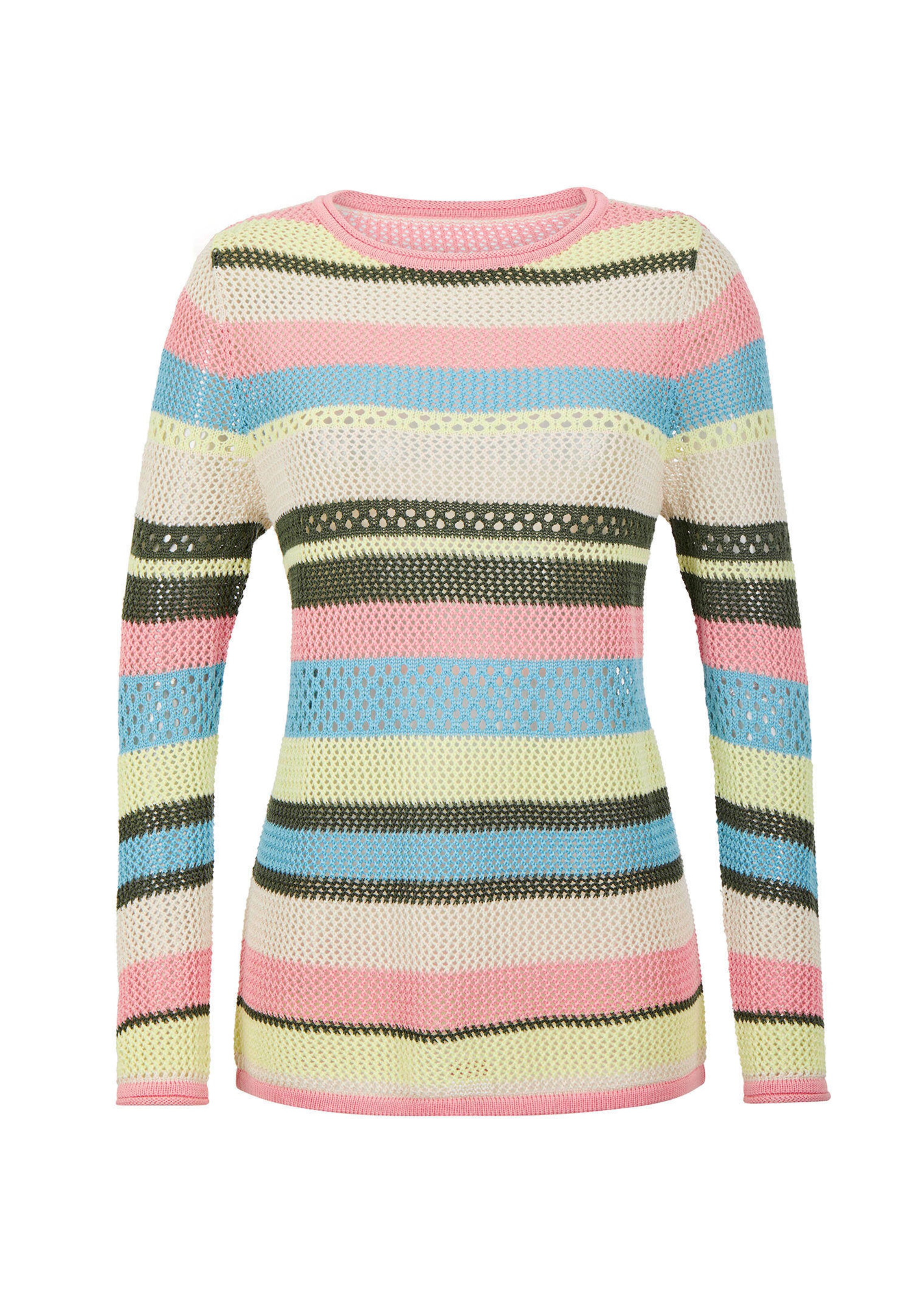 Ringelpullover mit Lochmuster