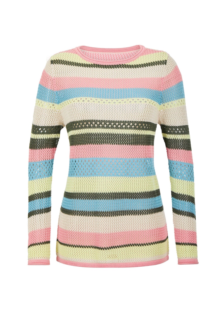 Pull à rayures en maille ajourée