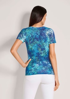 Kurzarm-Pullover aus Feinstrick mit Allover-Print thumbnail 4