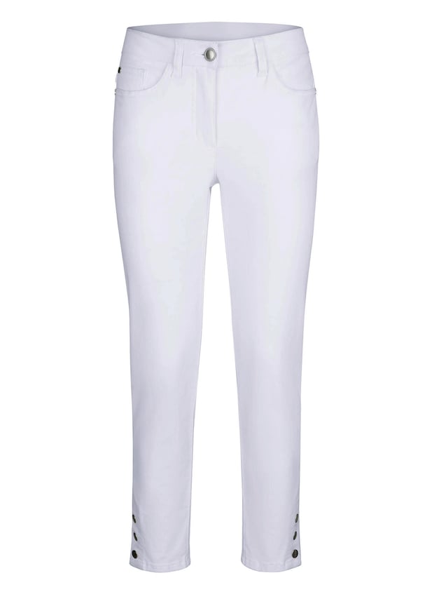 Hose mit silberfarbenen Druckknöpfen am Bein zum öffnen 2