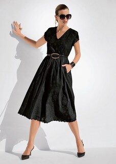 Spitzenkleid mit kurzen Ärmeln und weitem Rock thumbnail 7