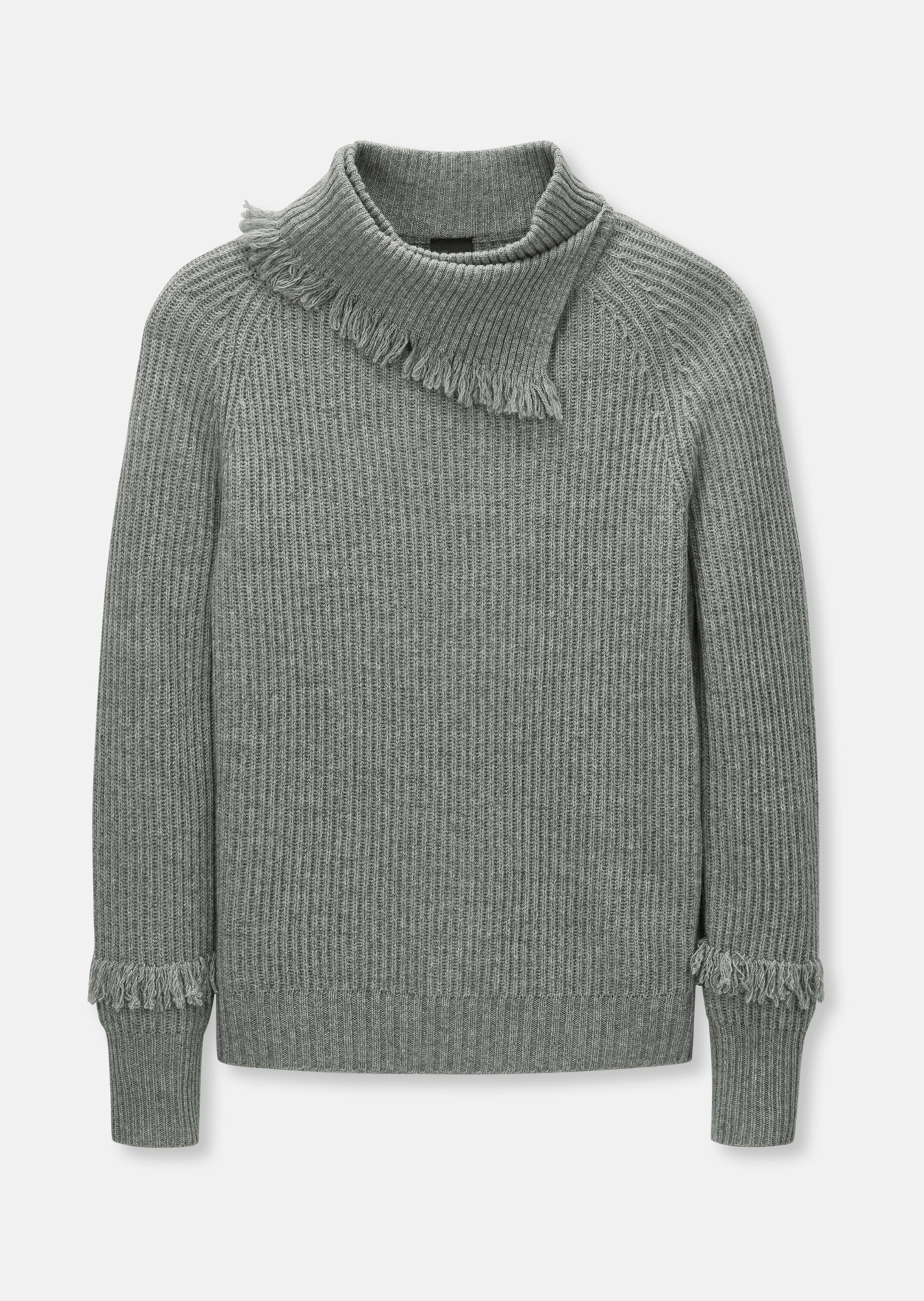 Cashmere jumper with fringed details