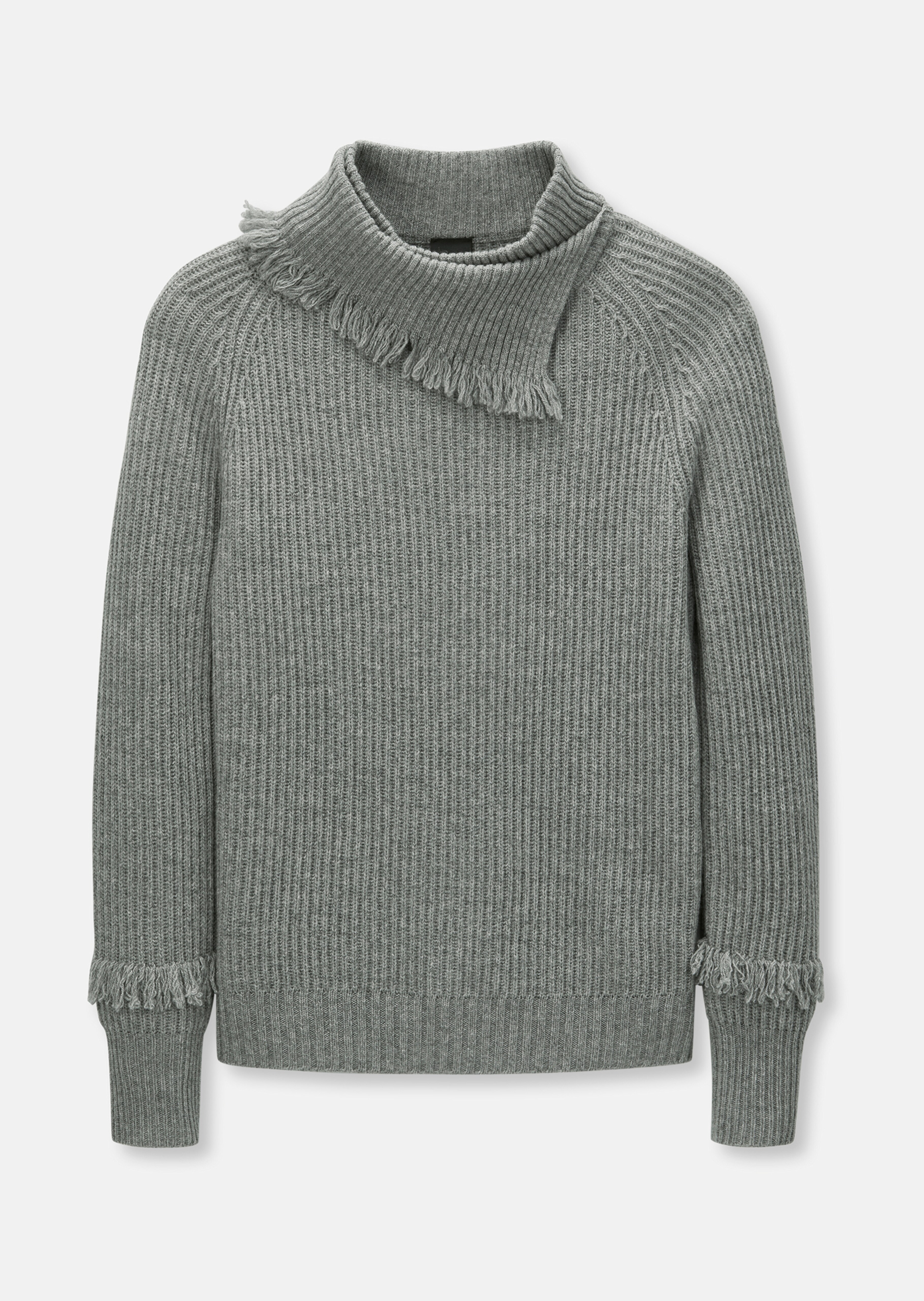 Cashmere jumper with fringed details