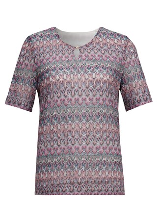 multicolore / à motifs Confortable T-shirt avec encolure tendance