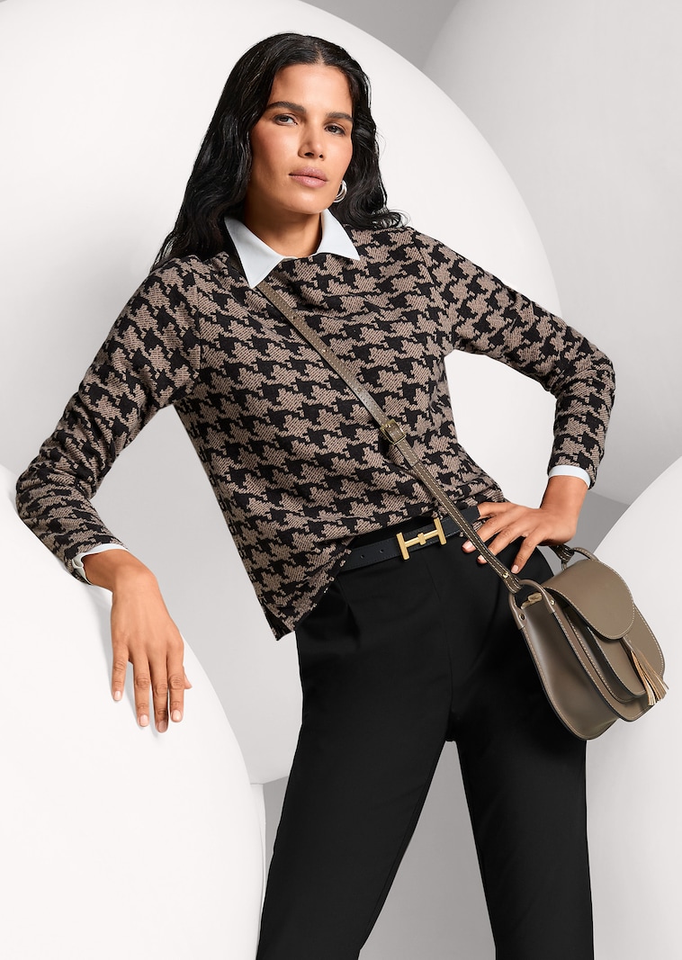 Sweatshirt met pied-de-poule-motief