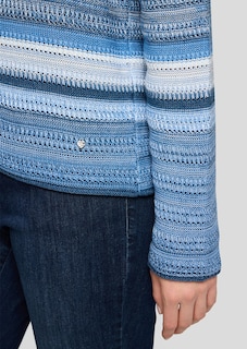 Gestreepte pullover van structuurtricot thumbnail 5