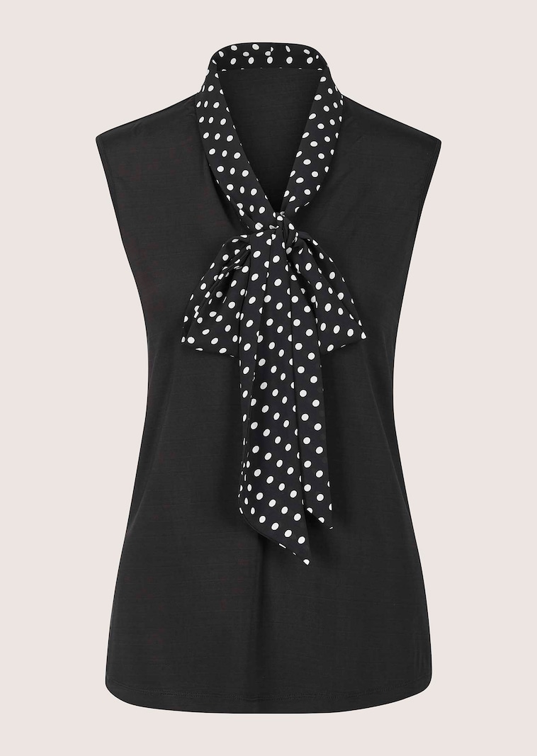 T-Shirt sans manches avec lavallière à pois
