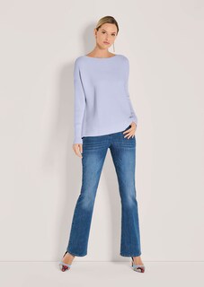 Quergerippter Strick-Pullover mit langen Ärmeln thumbnail 2