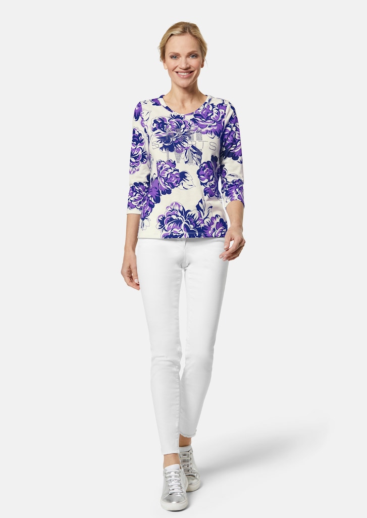 Shirt with floral print and 3/4 sleeves 1