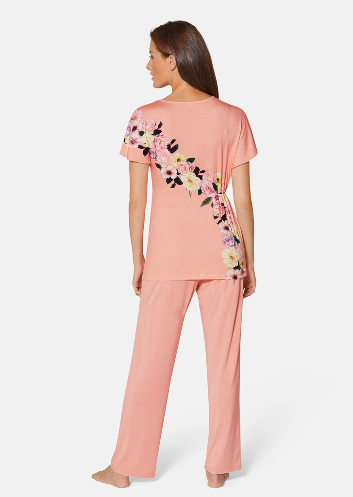 Pyjama mit Raff-Effekt und Blütenprint 2