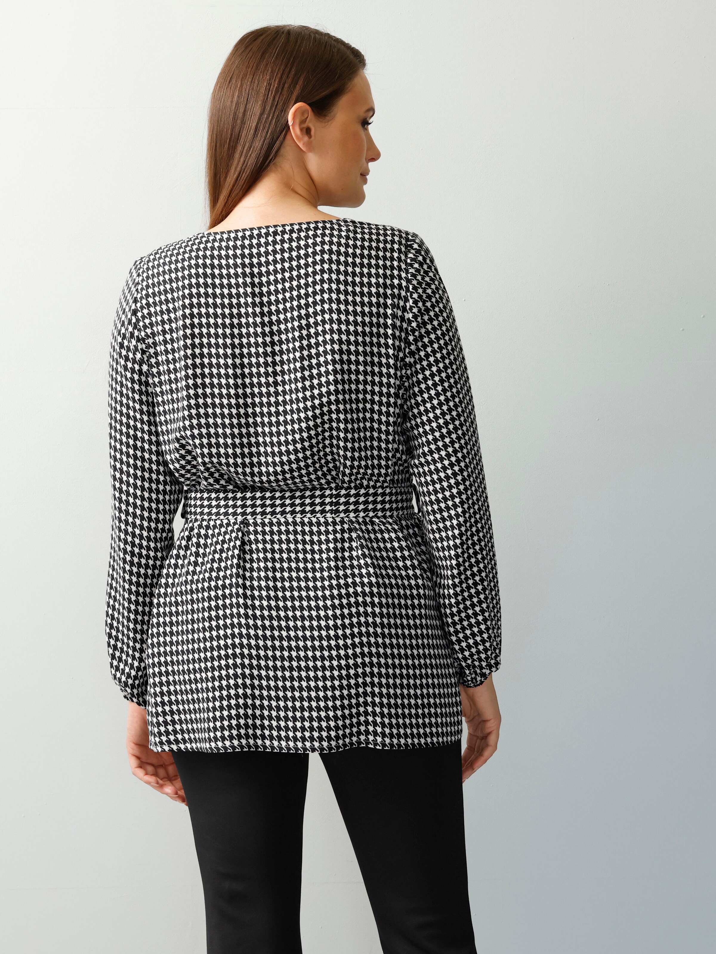 Bluse in Hahnentrittdessin