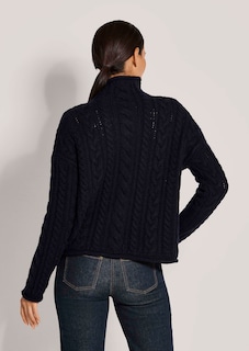 Zopf-Pullover mit Stehkragen und Strassverzierung thumbnail 3