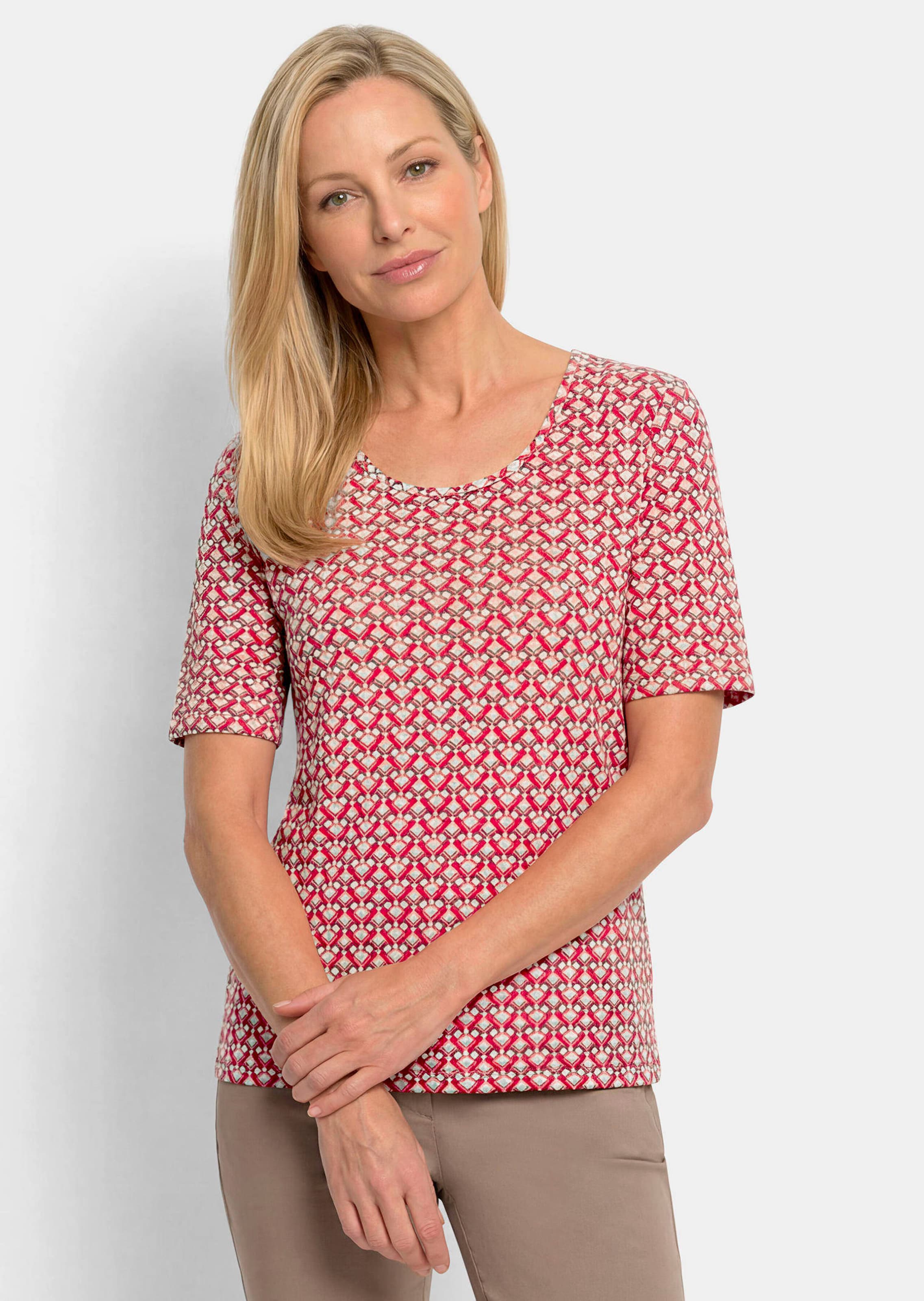 Jersey shirt met minimal ruitpatroon
