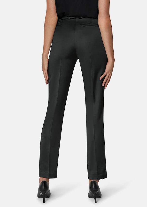Satin trousers with front hem slits 2