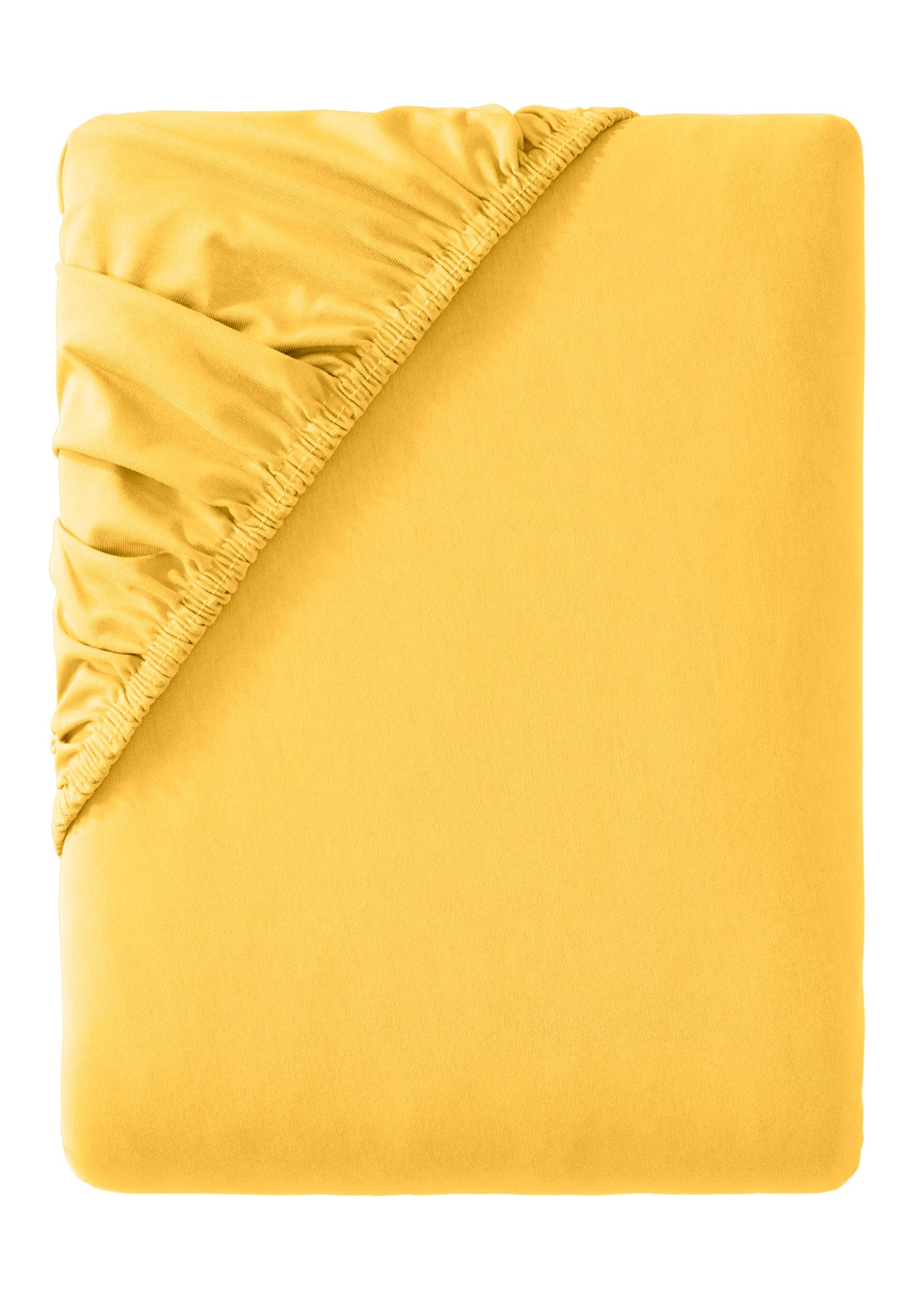 Drap-housse en jersey extensible - jaune - Gr. 180-200 x 200-220 cm de Goldner Fashion