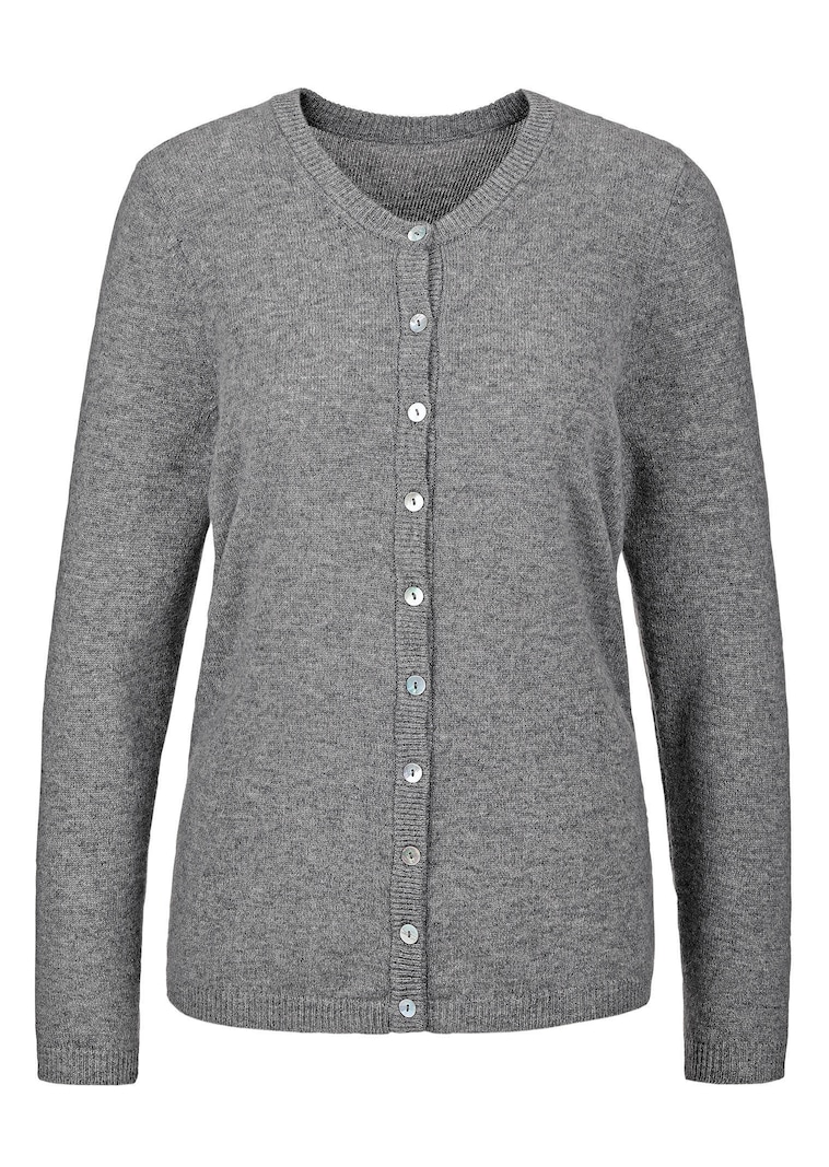 Kaschmirstrickjacke mit Rundhalsausschnitt