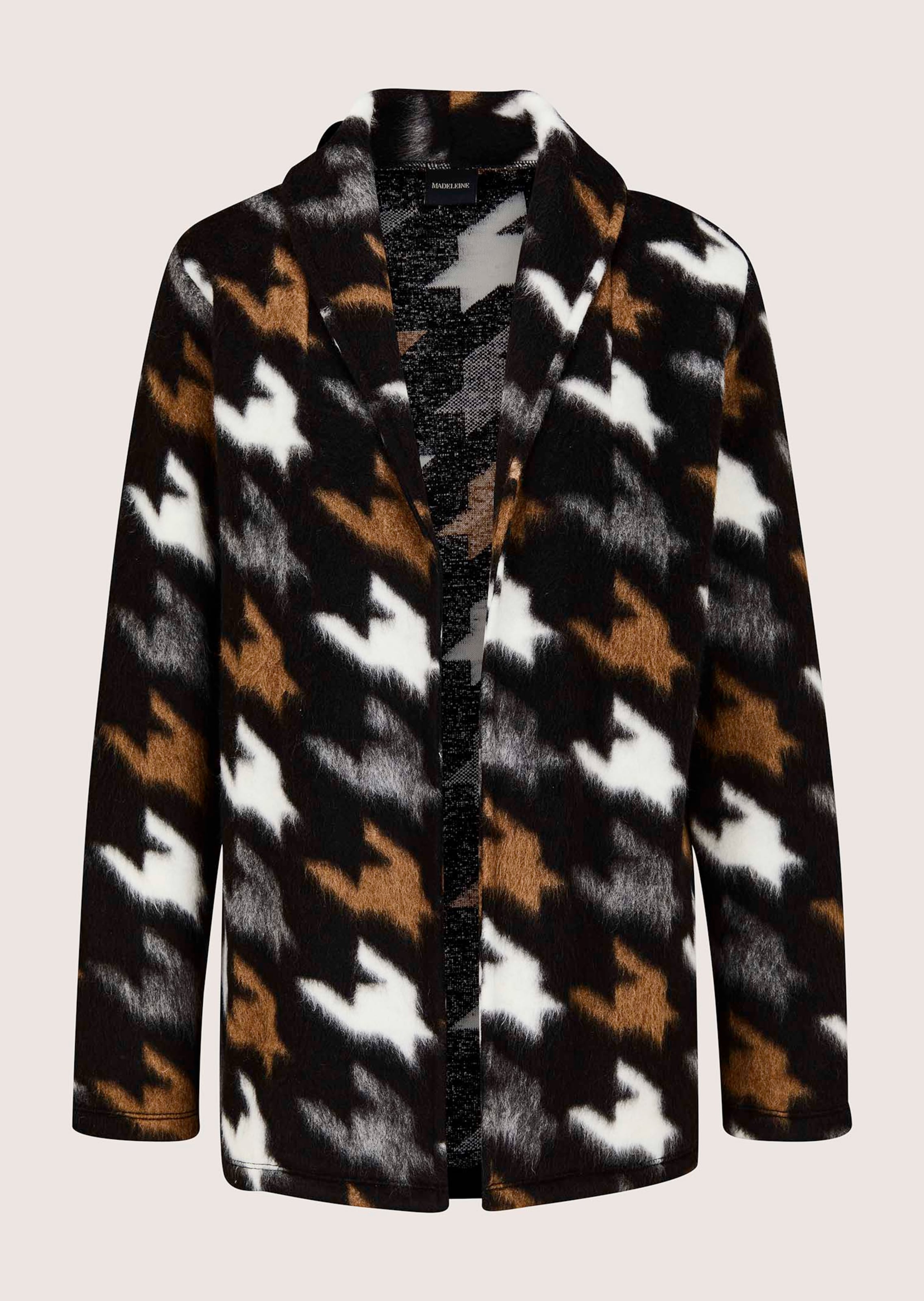 Verschlusslose Shirtjacke mit Hahnentrittmuster