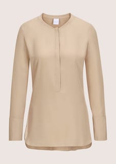 Lange Seidenbluse in kragenloser Form thumbnail 6