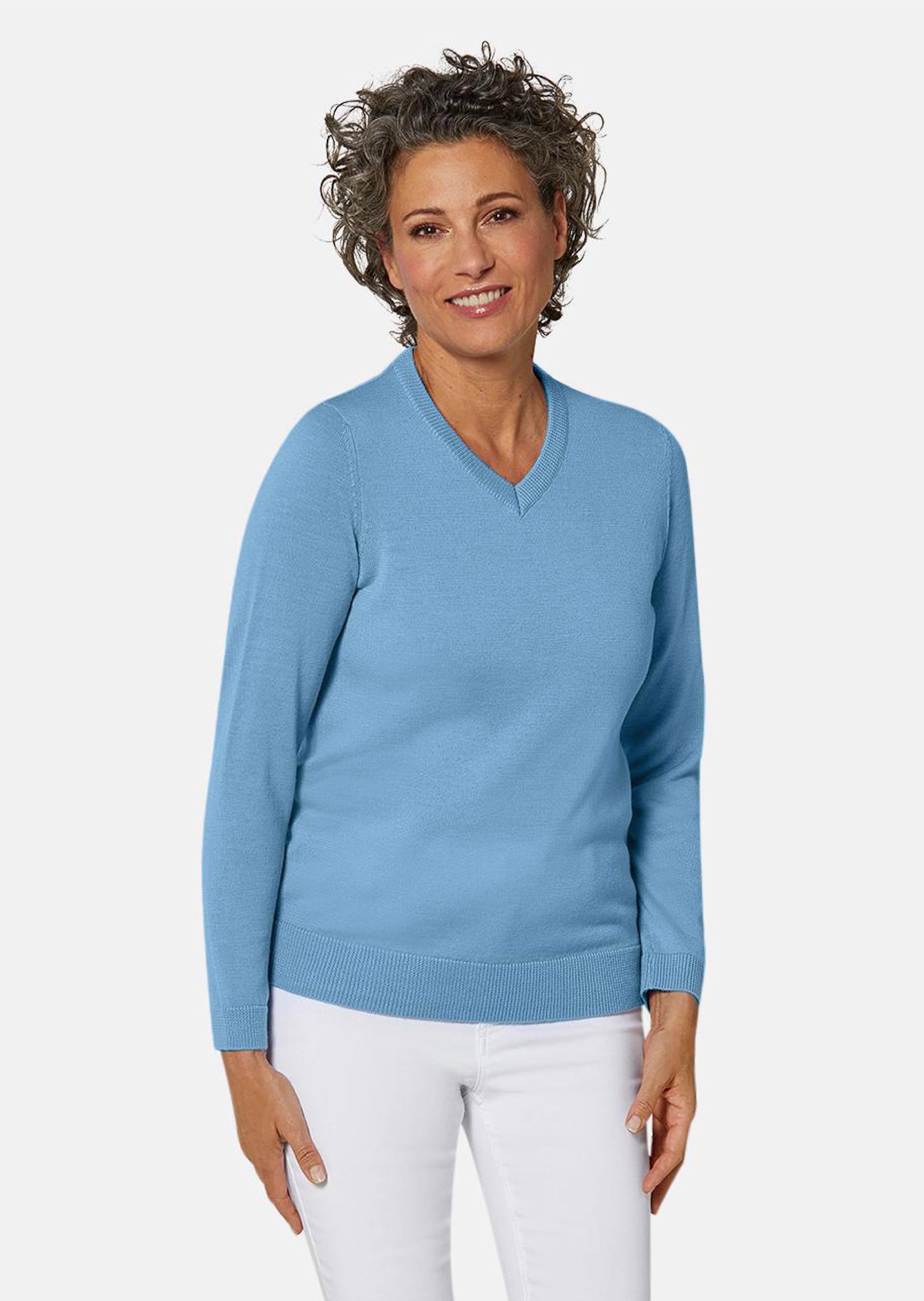 Actief ademende pullover van merinowol met V-hals