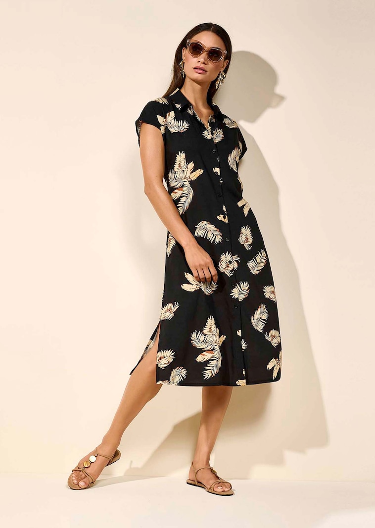 Hemdblusenkleid mit tropischem Print