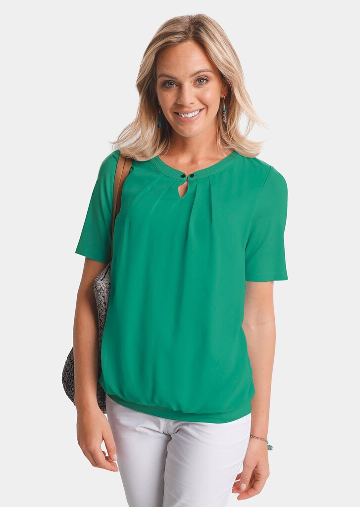 Figurumspielendes Blusenshirt im Material-Mix