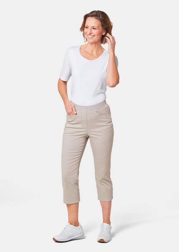 3/4-jeans Louisa met comfortabele, elastische jerseyband en borduursel 1