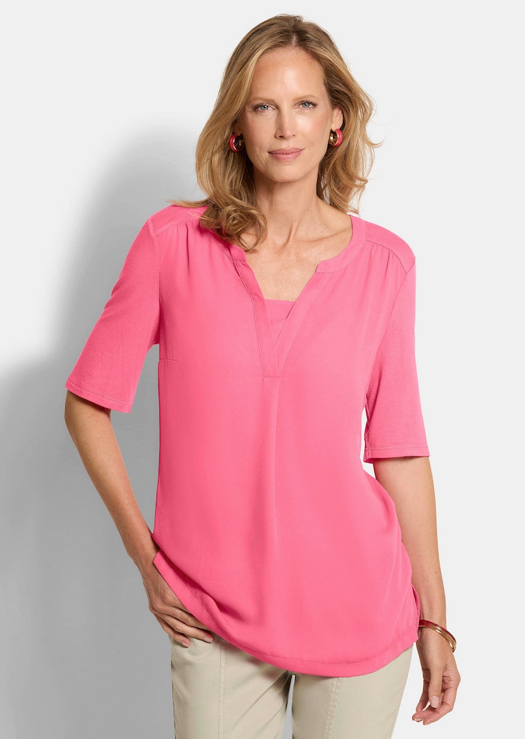 Comfortabel blouseshirt van chiffon en jersey