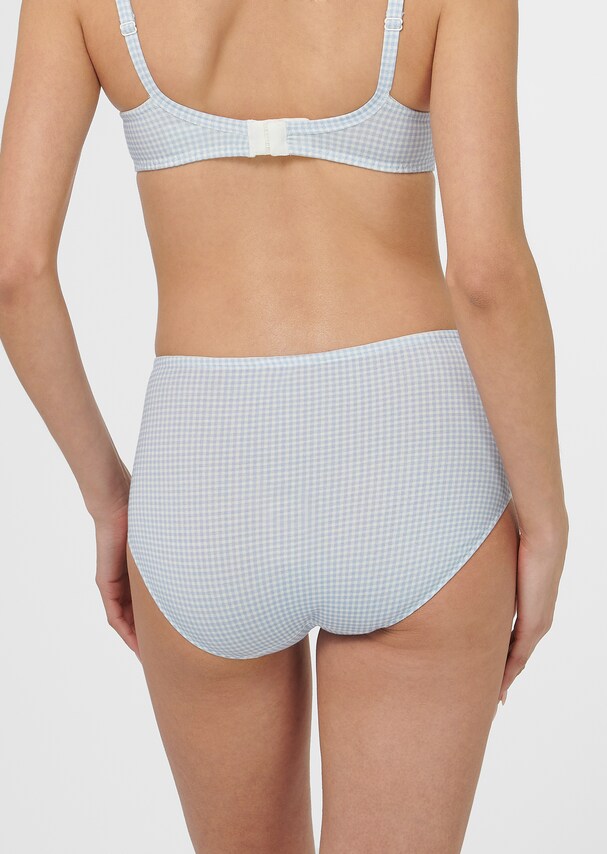High-waisted briefs with checked pattern and lace accents 2