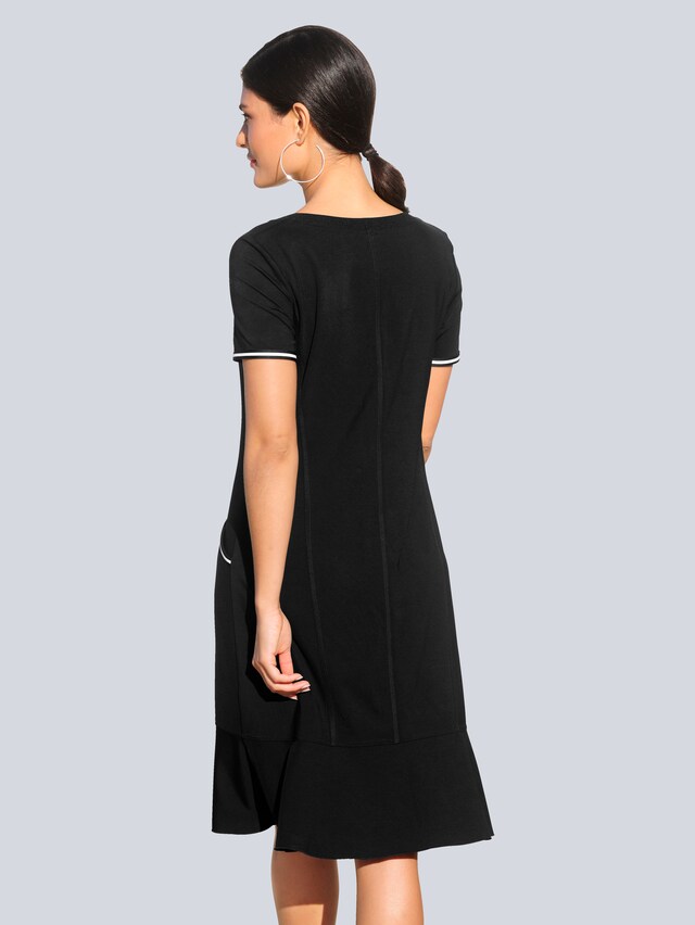 Jerseykleid mit kontrastfarbigen Paspelierungen 4
