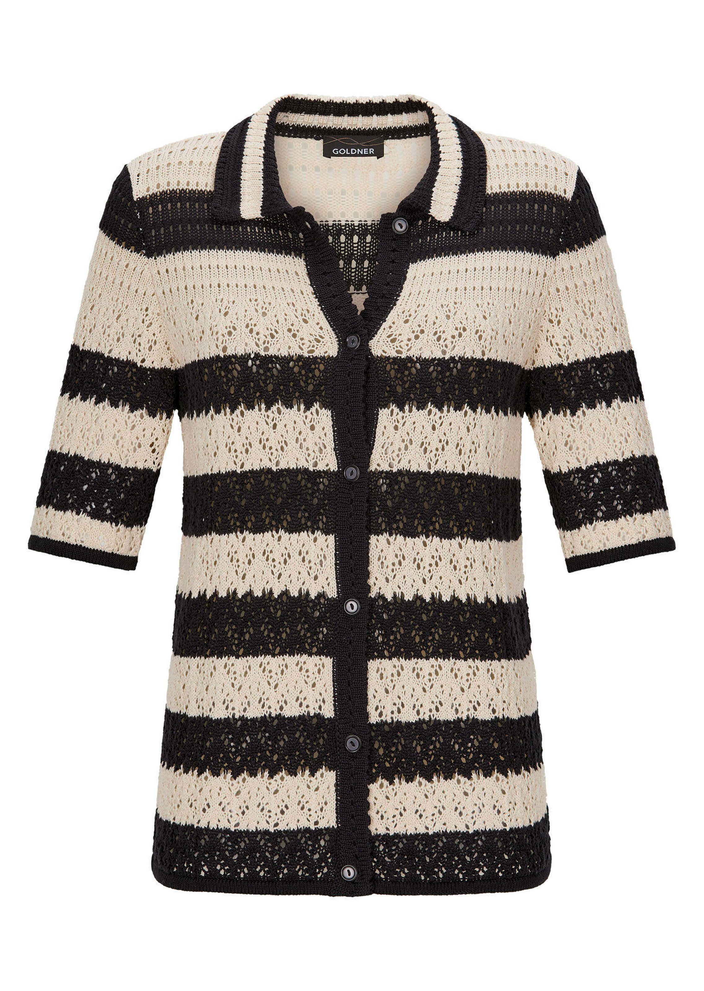 Veste en tricot à rayures avec motif ajouré