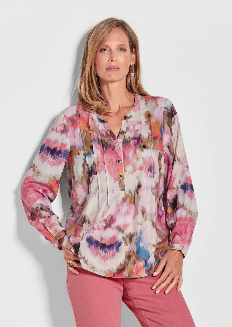 Druckbluse mit floralem Alloverdruck