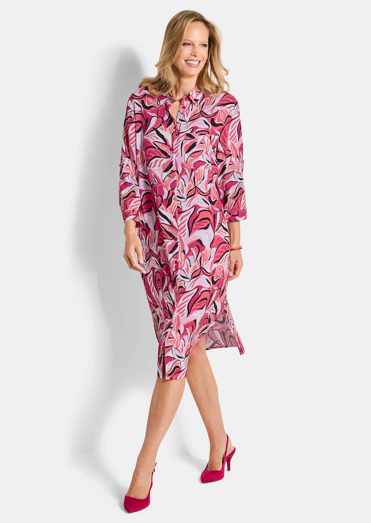 Hemdblusenkleid mit Blätterprint