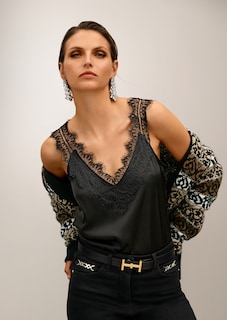 Satin top with lace thumbnail 7