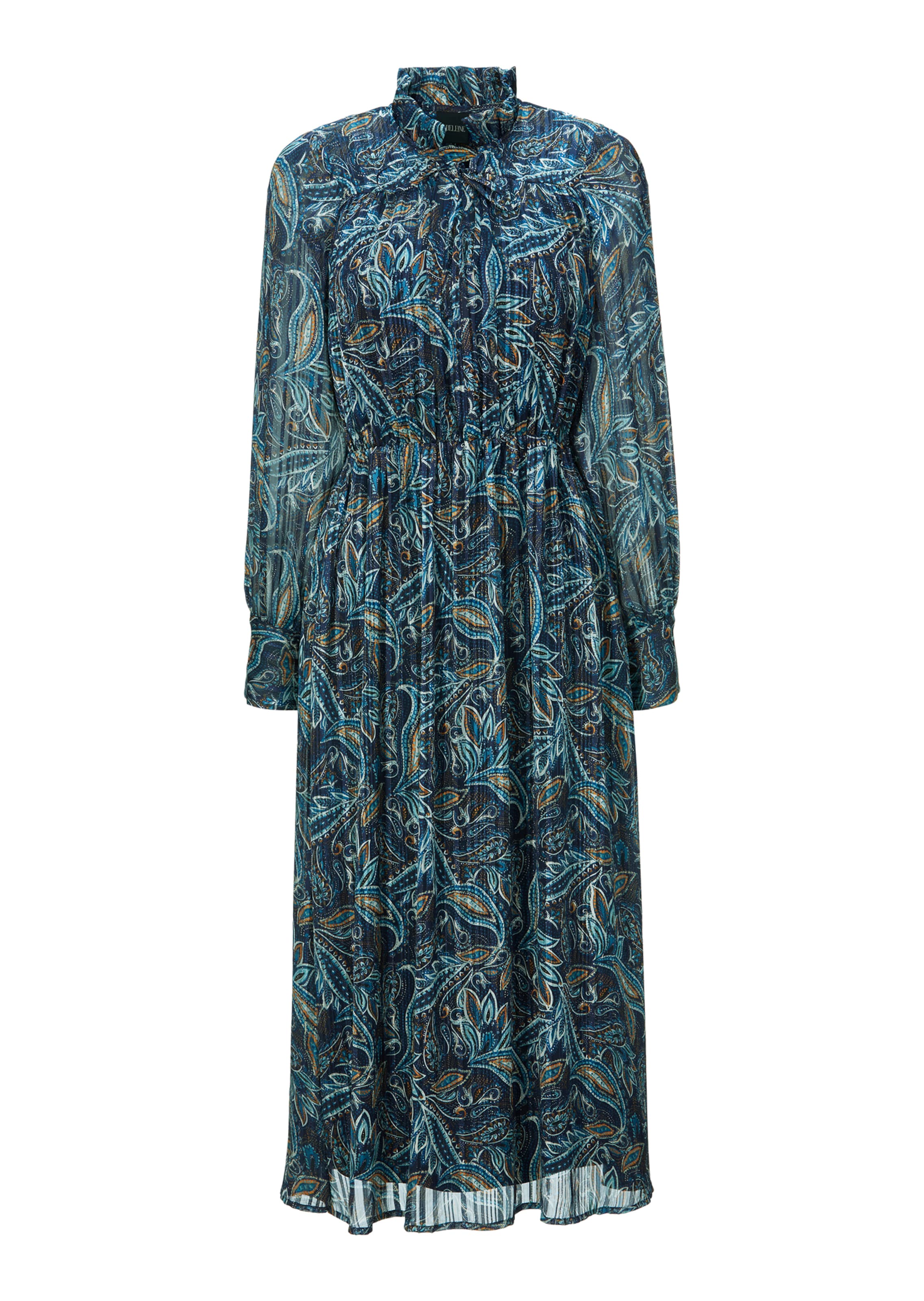Midi dress with paisley print and shiny effects in navy / multi-coloured |  MADELEINE Fashion