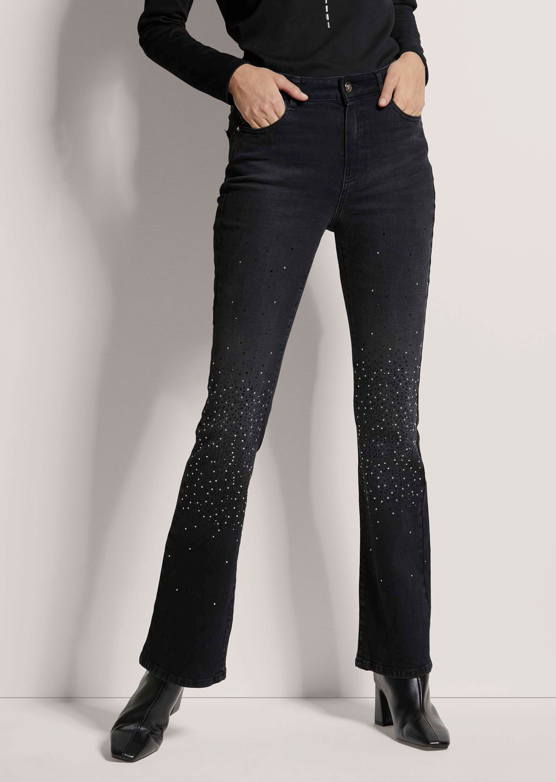 Bootcut-Jeans mit Strass-Deko