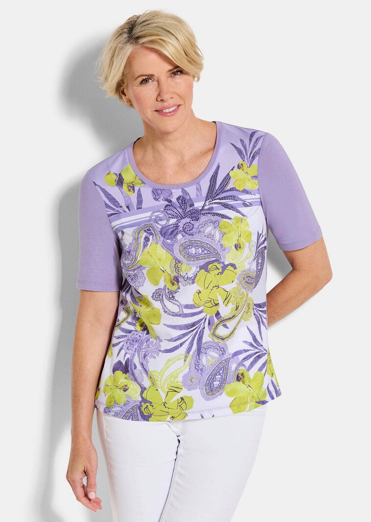 Blouseshirt met paisley en strassteentjes